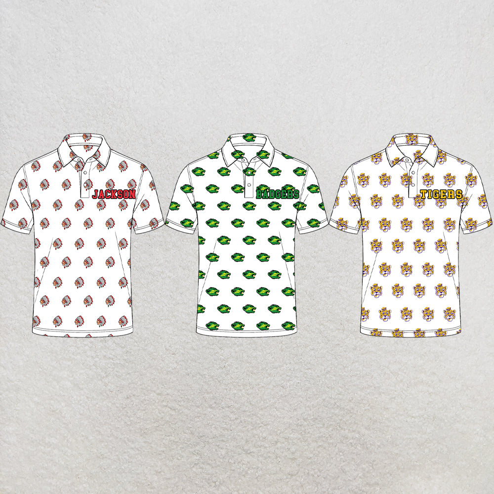 custom moq 5 mix size XY072905 Adult Men White Short Sleeve Polo Shirt Letter Print Team Casual Top