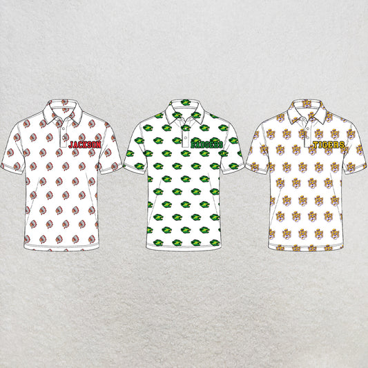 custom moq 5 mix size XY072905 Adult Men White Short Sleeve Polo Shirt Letter Print Team Casual Top
