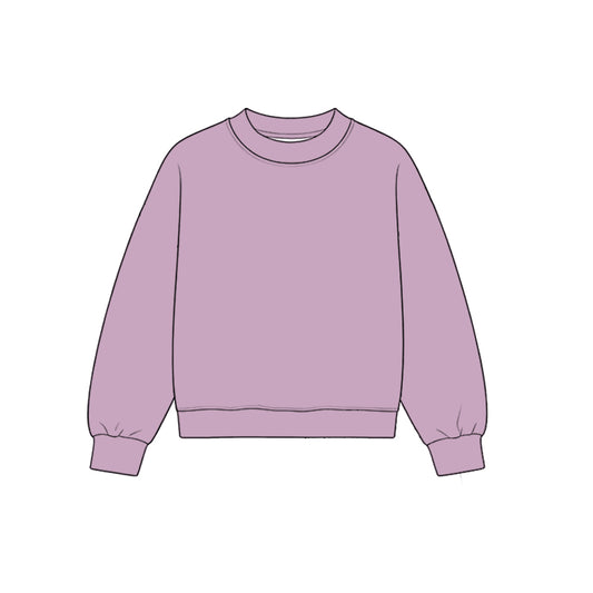 Custom moq 5 girls  Blank Cotton Grey-purple long-sleeve crew-neck sweatshirt
