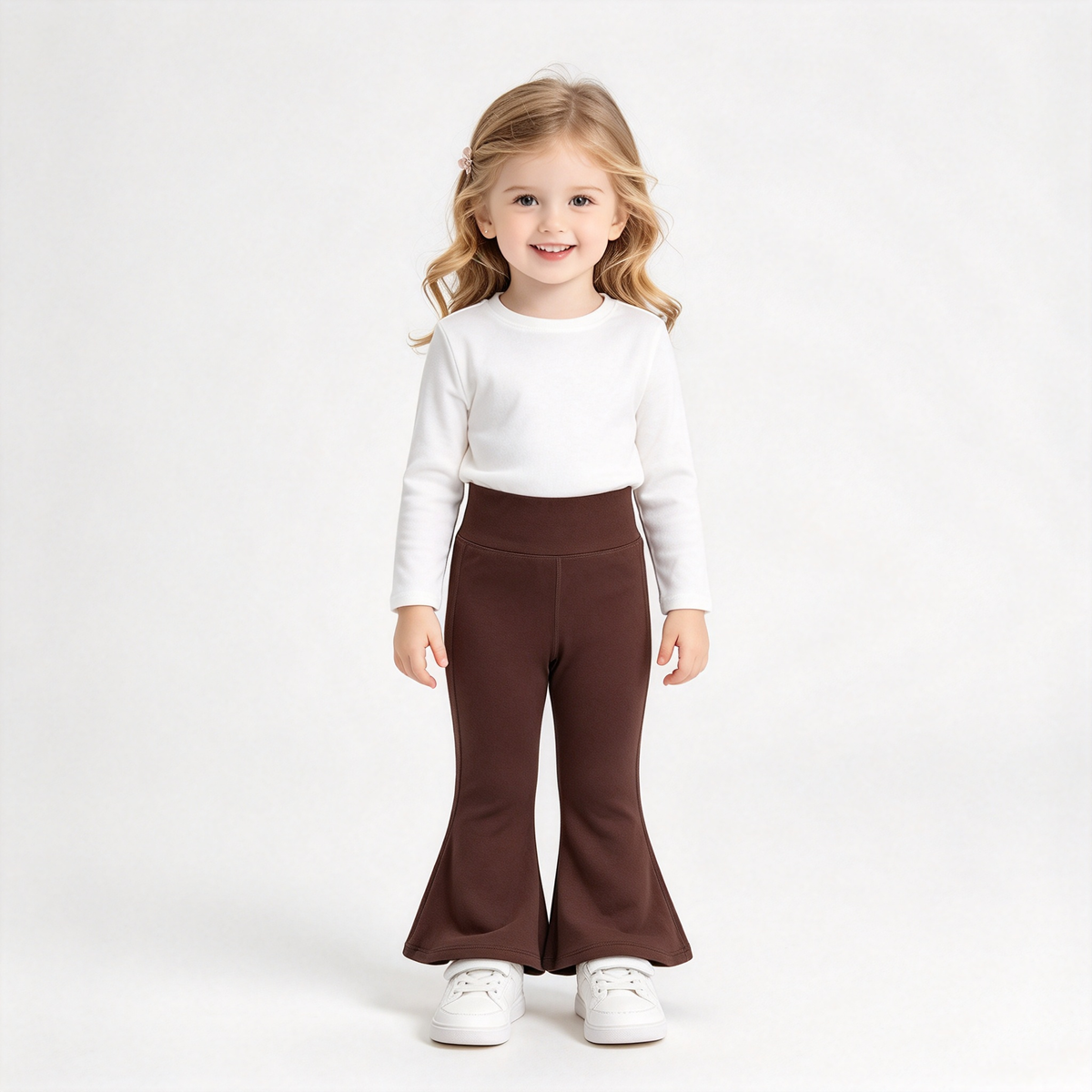 RTS NO MOQ Sibling yoga fabric cotton Baby Girls Solid Color Yoga Wear Bell Bottom Pants