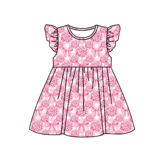 5.25 custom each style moq 5eta 4-5week baby girls clothes pink bow flying sleeve girls dress