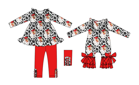 25.5.25 custom each style moq 5eta 4-6week Sibling Sisters Christmas baby girl long sleeve pants sets and rompers match family design