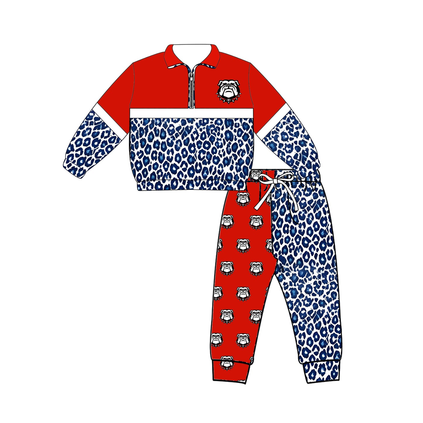 Custom moq 5 mix size summer teams Baby Plaid Long Sleeved Zip Up Top And Pants Set