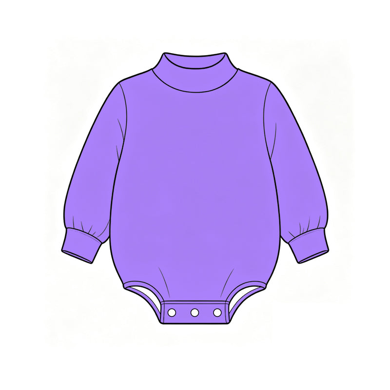 Custom moq 5 boys Blank Cotton Jumpsuit Lavender Long-sleeve high-neck Jumpsuit