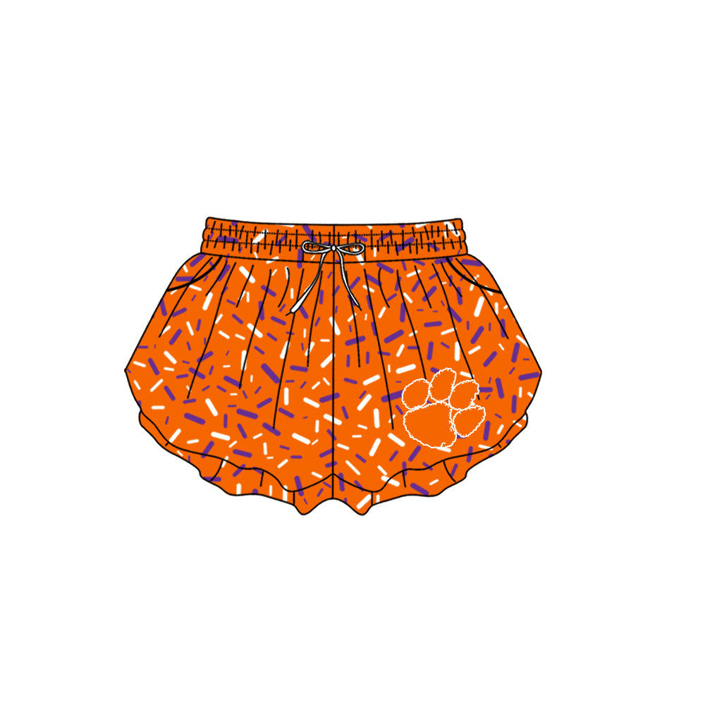 Custom moq 5 mix size milk silk summer teams Baby Camo Hooded Short Sleeve Top and Shorts Set Orange Ice Cream Drips Hooded Top with Matching Shorts