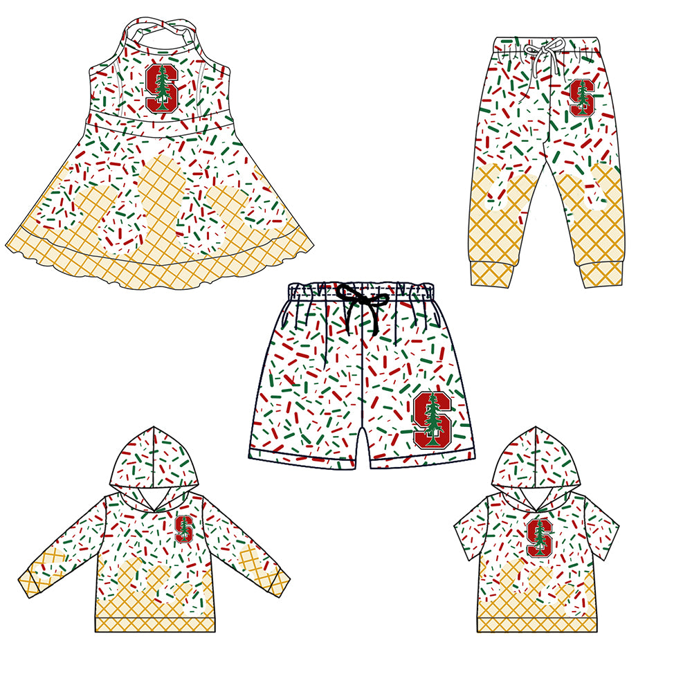 Custom summer teams baby girls clothes team white hooded long sleeve tops and short sleeve top and dress and pants and shorts-25.6.3