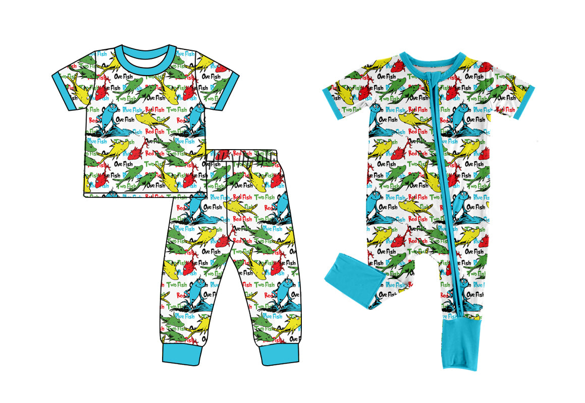 12.2 custom each style moq 5eta 4-6week Sibling Sister red fish baby girls short sleeve sets and rompers match design