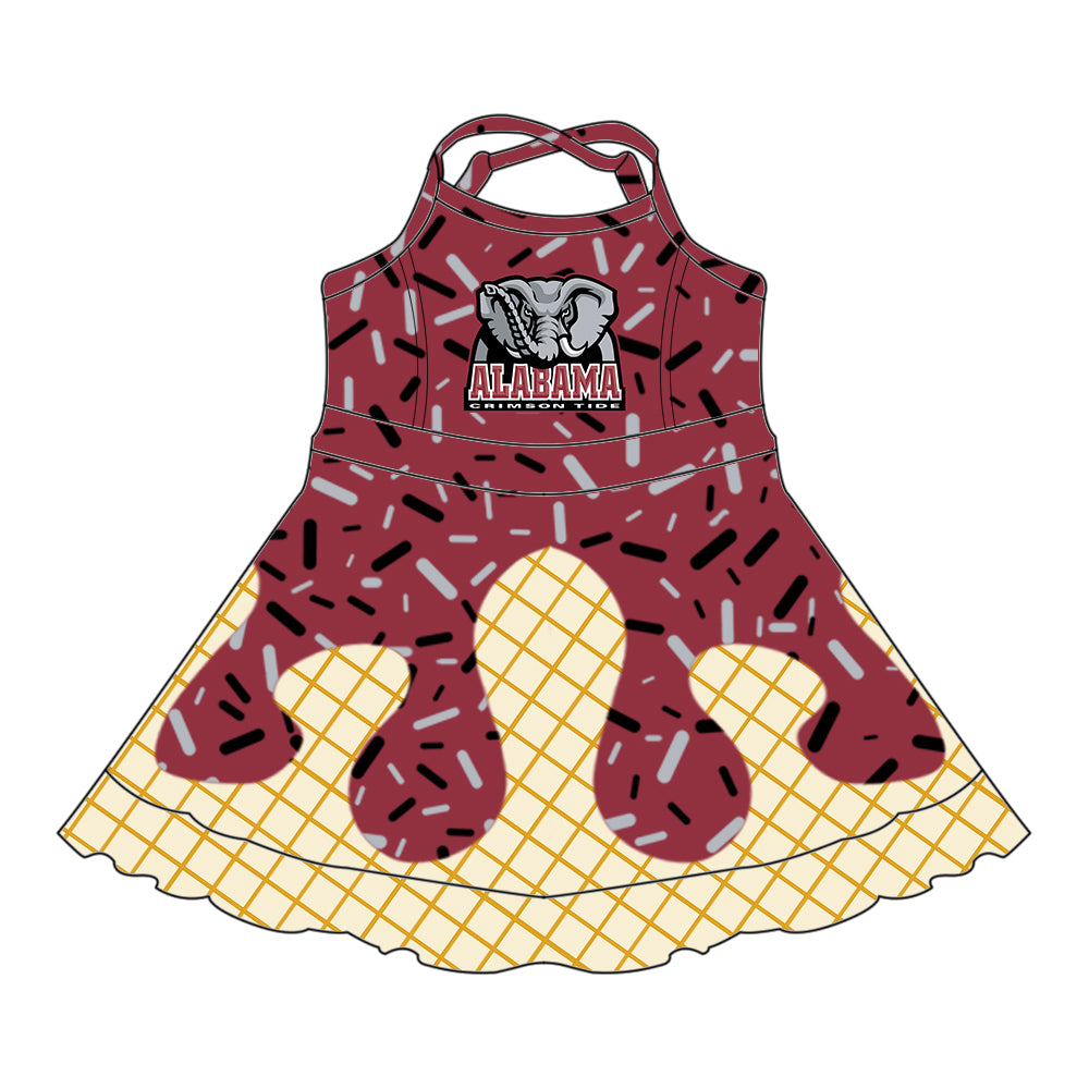 Custom summer teams baby girls clothes team brick red hooded long sleeve tops and short sleeve top and dress and pants and shorts-25.5.27