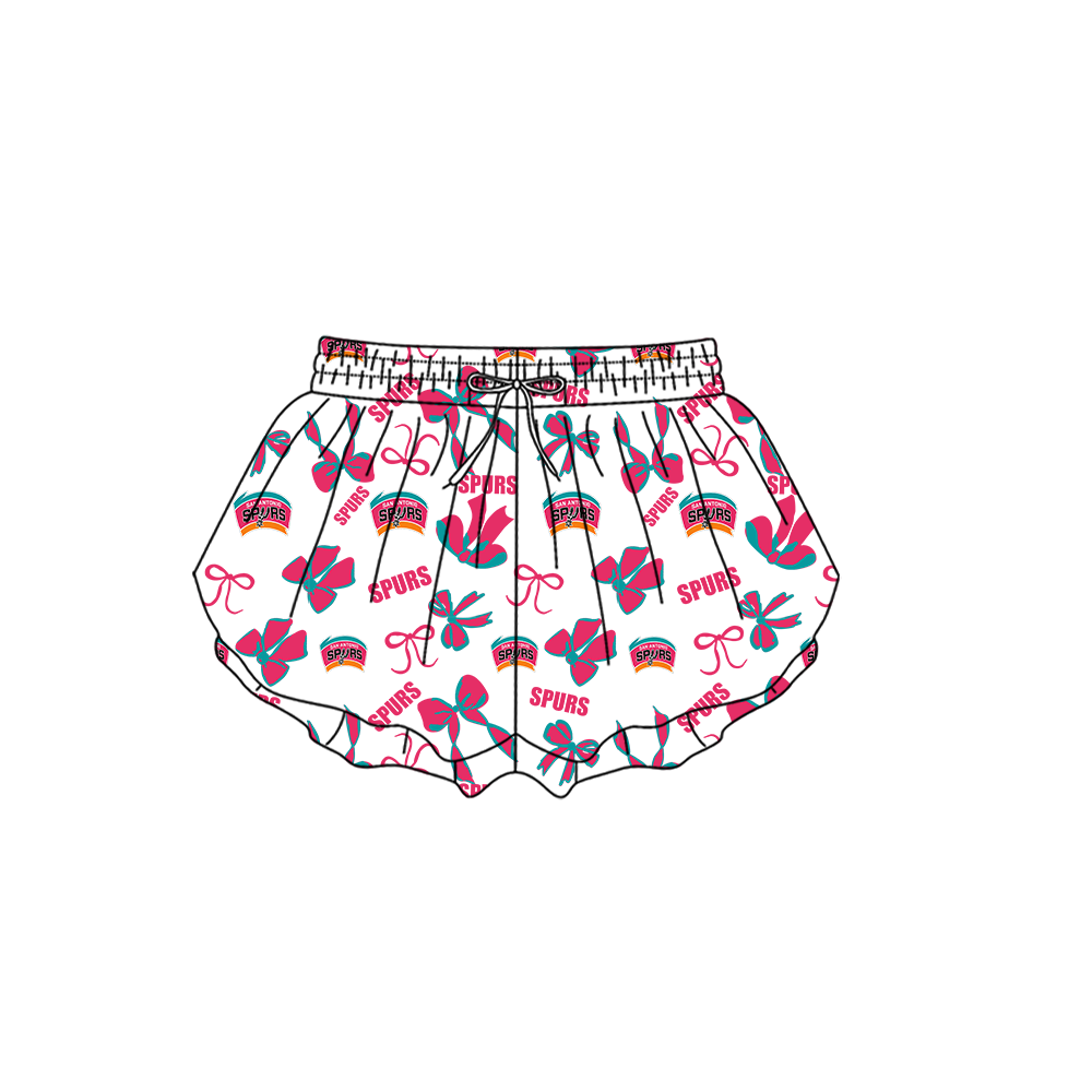 custom moq 5 mix size MSD072201 Baby Girls Bows Print Yoga Shorts Casual Active Bottoms