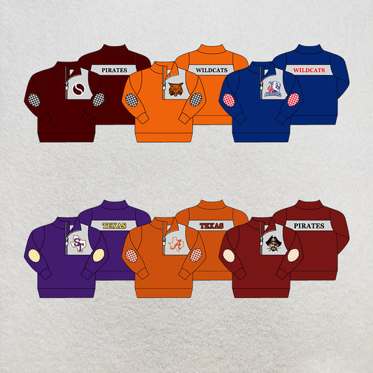 custom moq 5 mix size MSD072105 Baby Toddler Long Sleeve Quarter Zip Pullover Casual Team Top