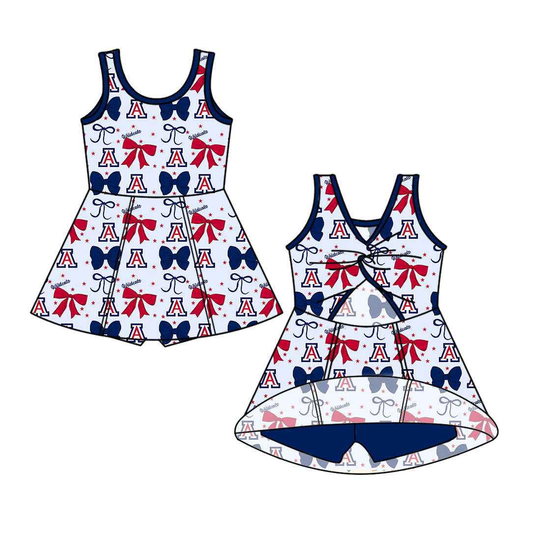 Custom moq 5 mix size milk silk summer teams baby girls clothes team bow blue sleeveless skirts sets and dress 1 and dress 2 and dress 3-25.6.24