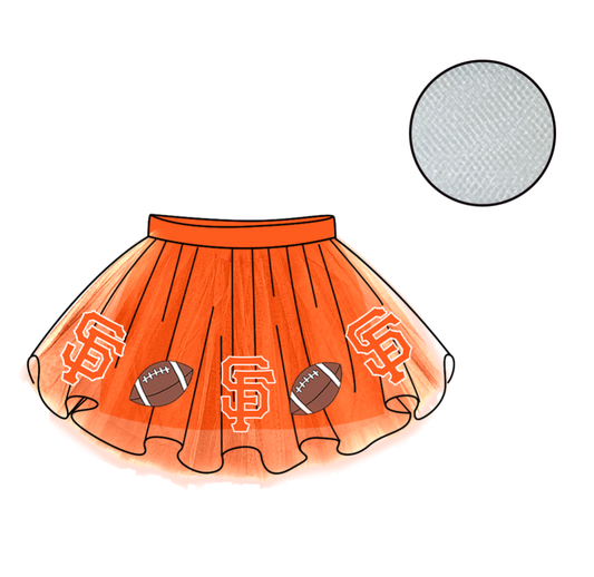 Custom moq 5 mix size milk silk summer teams Baby Girl's Orange Mesh Skirt Summer Outfit Team Clothing