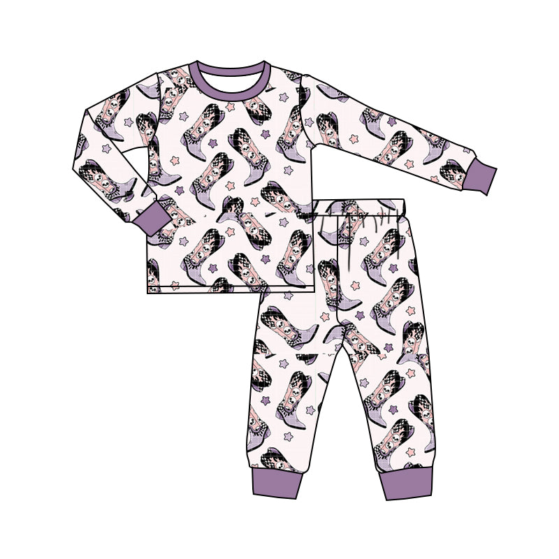 6.23 custom each style moq 5eta 4-6week Sibling Sister cowgirl purple baby boys sets and dress and rompers match family design
