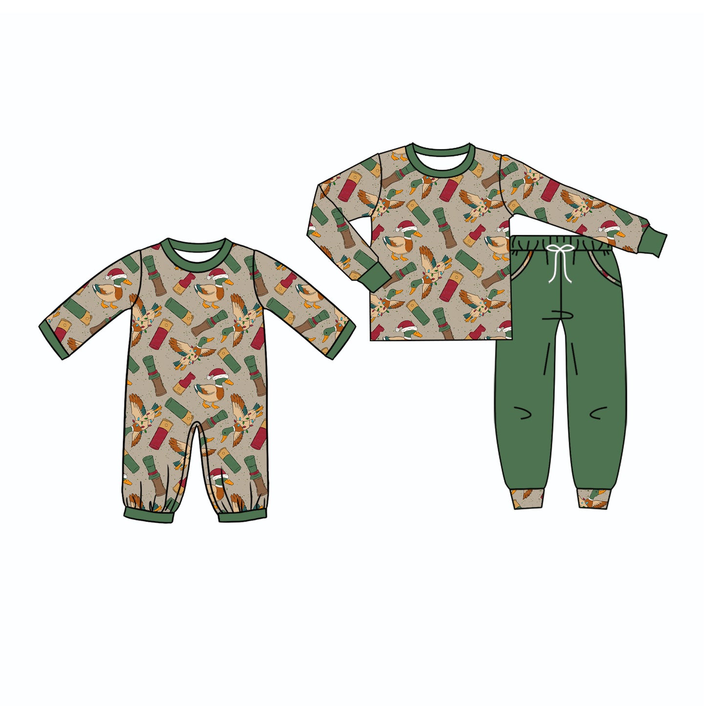 (Preorder new) No moq Baby Boys Hat Ducks Calls Long Sleeve Top Pants Set Long Sleeve Romper