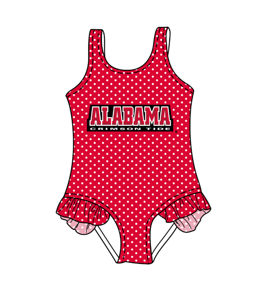 Custom moq 5 mix size milk silk summer teams Red Baby Girl Sleeveless Polka Dot Lace Onesie Swimsuit Cute Summer Beachwear for Little Girls