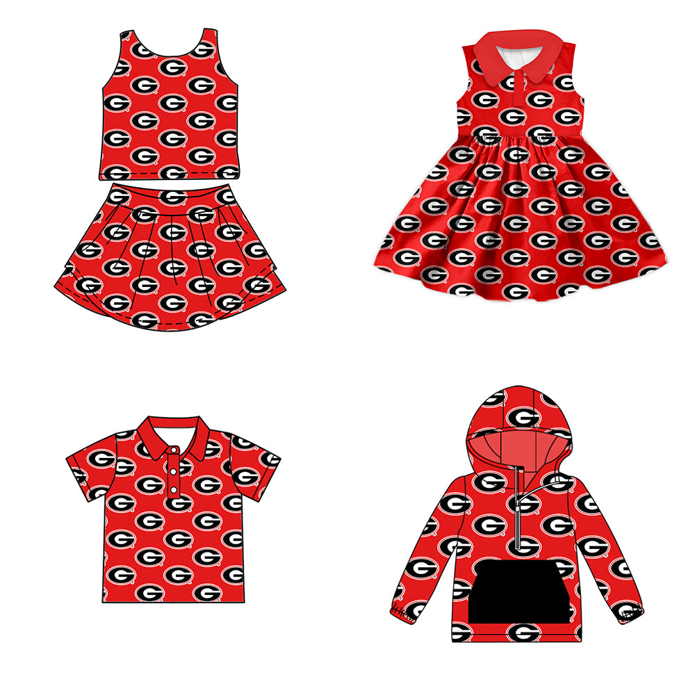 Custom moq 5 mix size milk silk summer teams baby girls clothes team red sleeveless skirts sets and dress and short sleeve top and long top-25.7.12（