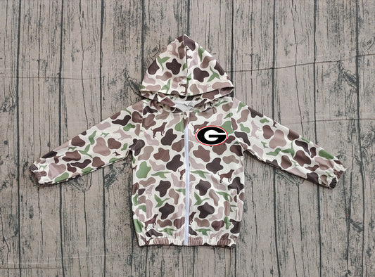 Custom moq 5 mix size milk silk baby boys clothes team summer camouflage zipper hooded long sleeve top-25.11.22