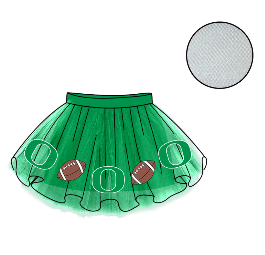 Custom moq 5 mix size milk silk summer teams Baby Girl's Green Mesh Skirt Summer Team Outfit