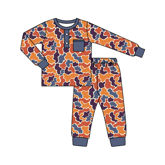 7.8 custom each style moq 5eta 4-6week Sibling Sister camouflage orange baby boys sets and rompers match family design