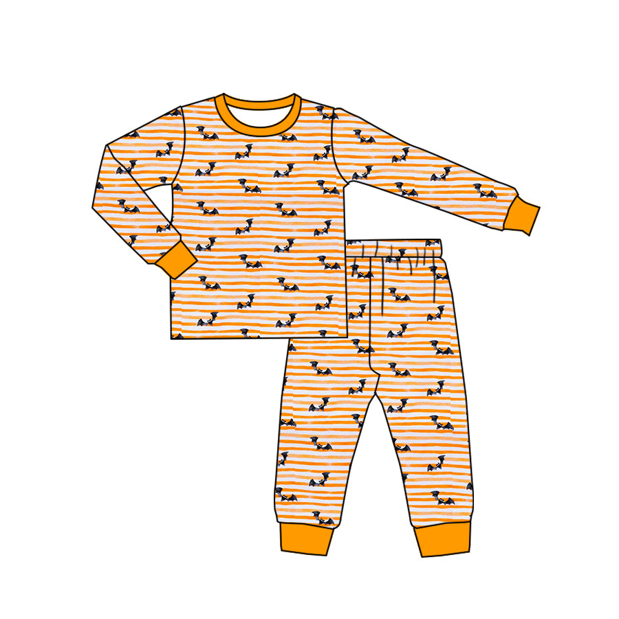 7.18 custom each style moq 5eta 4-6week Sibling Sister bat orange striped baby boys sets and rompers match family design