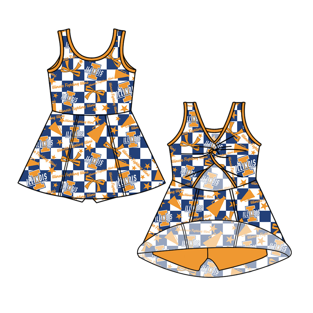 Custom moq 5 mix size milk silk summer teams baby girls clothes team bow orange sleeveless skirts sets and dress 1 and dress 2 and dress 3-25.6.30
