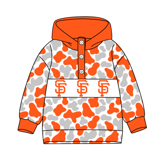 2-Custom moq 8 mix size milk silk summer team baby boy clothes camouflage orange hooded long sleeve top-25.10.9