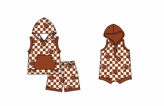 4.9 custom each style moq 5eta 4-6week Sibling Sister rugby baby boy hooded short sleeve shorts sets and romper match design