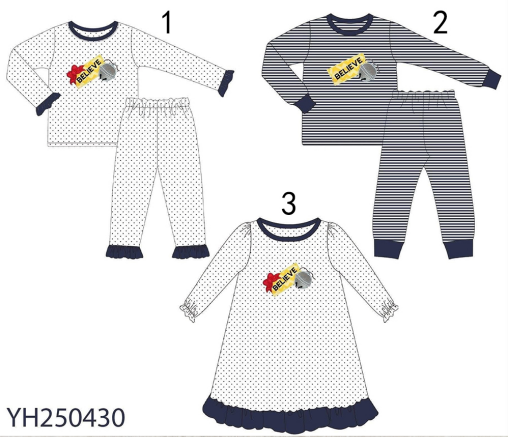 custom moq 5 mix size SYCN0105 Baby Kids Dot Stripe Print Outfit Set Pajama Set Nightgown Toddler Spring Sleepwear