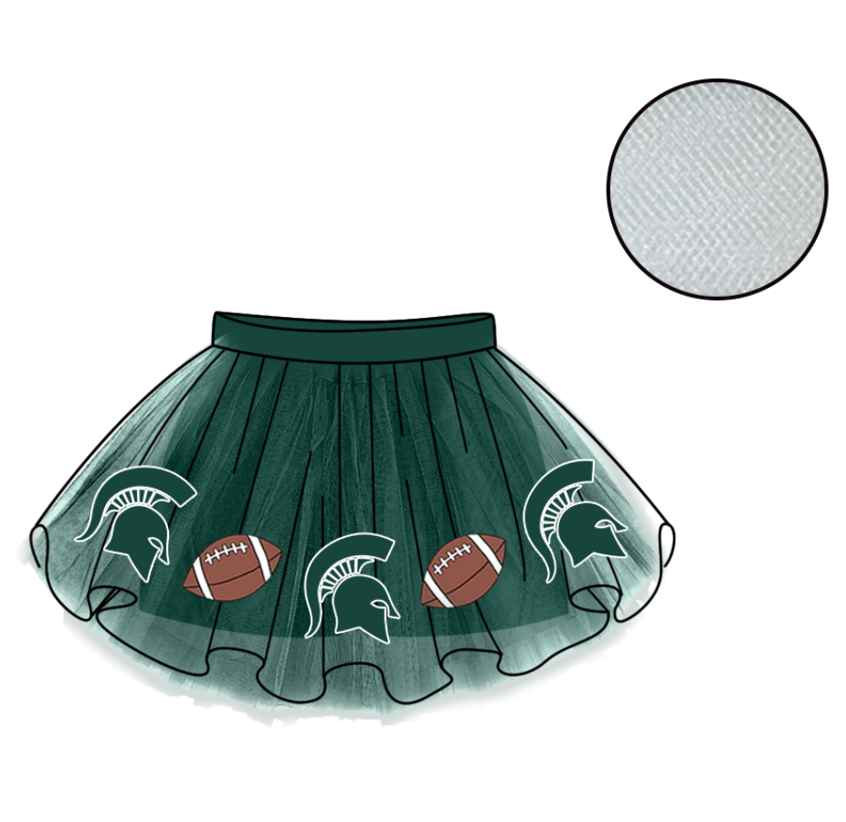 Custom moq 5 mix size milk silk summer teams Baby Girl's Green Mesh Skirt Summer Team Outfit