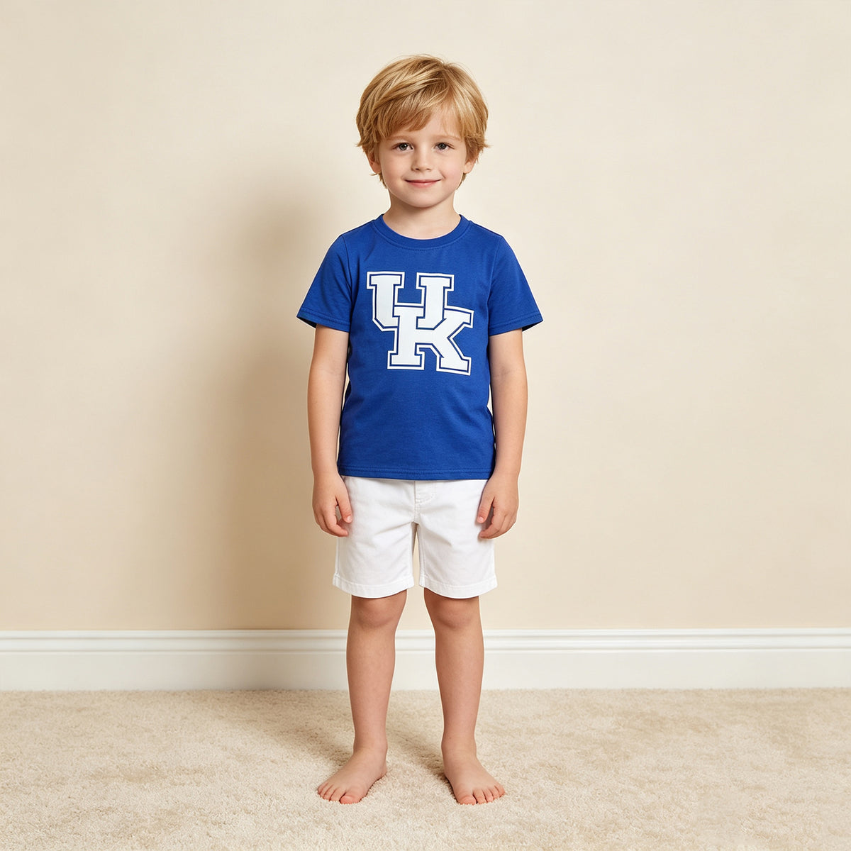 NEW RTS NO MOQ milk silk BT1882 Baby Boys Hot Blue Team Print Short Sleeve T Shirt Top