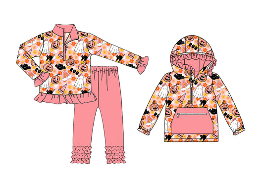 25.7.23 custom each style moq 5eta 4-6week Sibling Sisters pumpkin baby girl long sleeve pants sets and top match family design