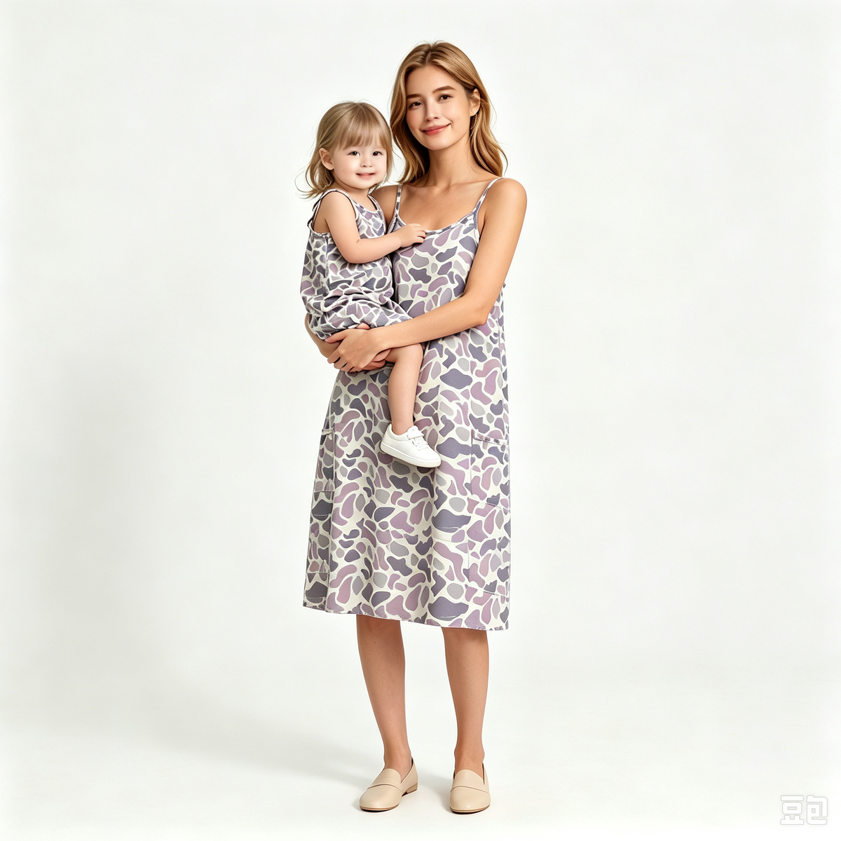 RTS NO MOQ Sibling milk silk Adult To Match Kids Strap Light Gray Camo Shorts Inside Pockets Yoga Dresses
