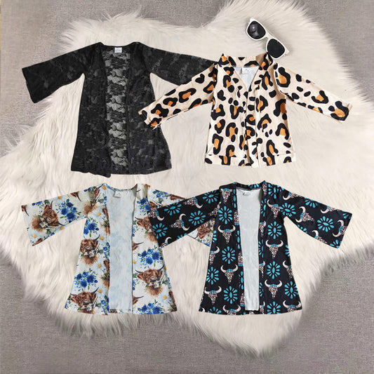RTS NO MOQ Sibling baby Girls' long-sleeved cardigan with ghost flower and bat pattern