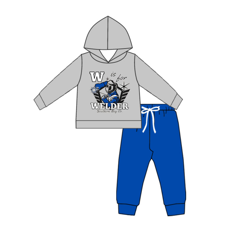 9.11 custom each style moq 5eta 4-6week baby boy clothes WELDER hooded long sleeve pants sets