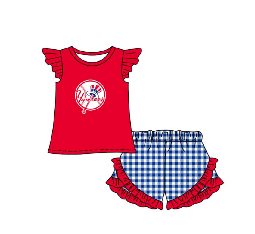 Custom moq 5 mix size milk silk summer teams Baby Boys And Girls Red Short-Sleeved Shirt And Shorts Set Matching Striped Rompers Outfit Set