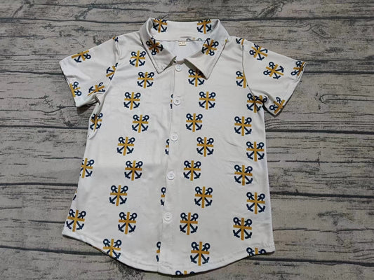 Custom moq 3 eta 6-7weeks baby boys clothes button-down short sleeve shirt