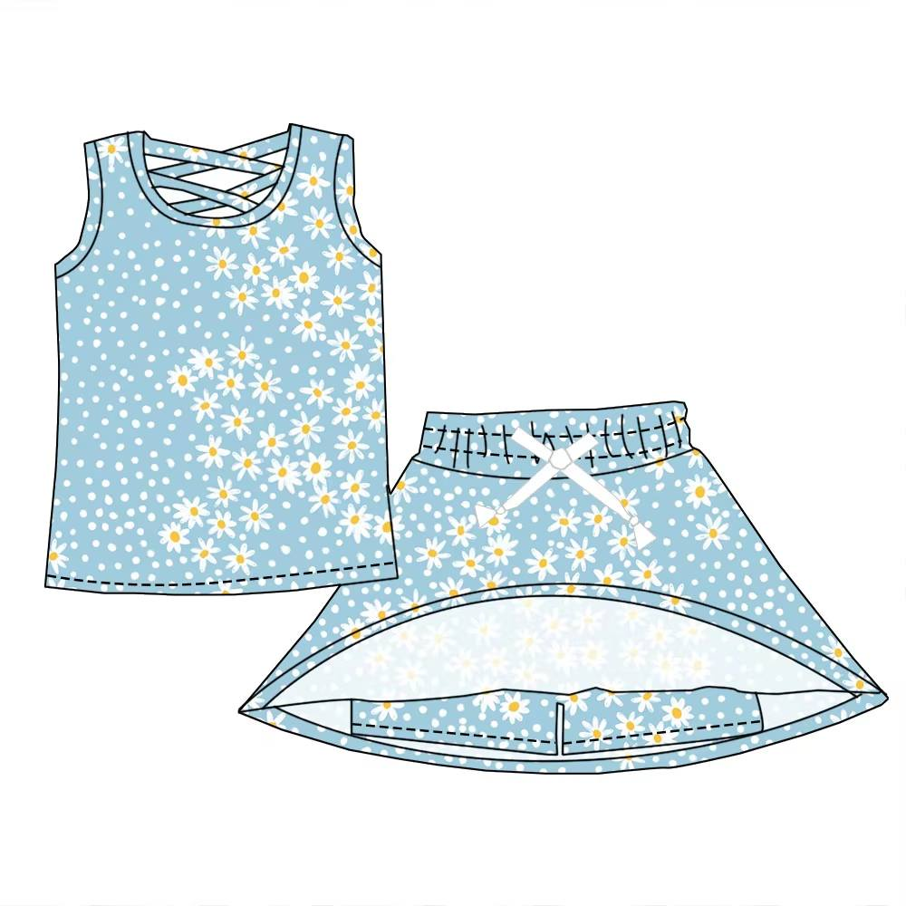 Custom moq 5 each style eta 6-7weeks baby girls summer animal sleeveless skirts shorts sets -25.7.24