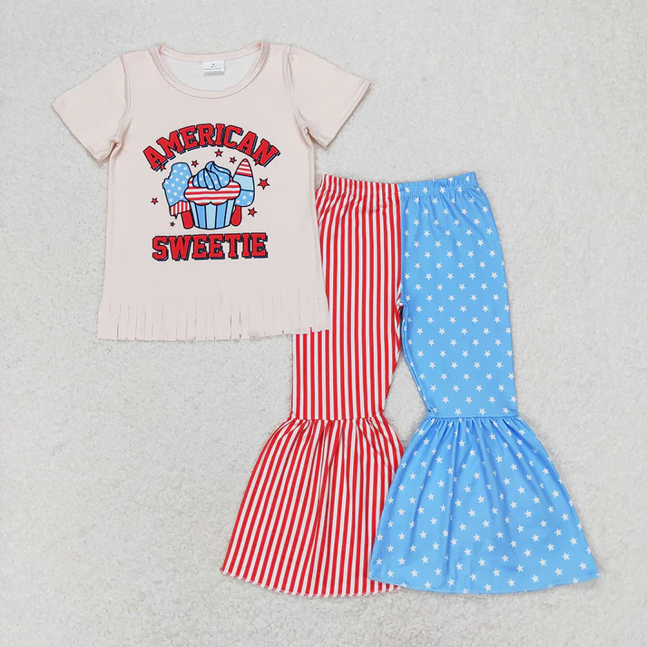 RTS NO MOQ Boys girl 4th of july short-sleeved shirt pants clothing sets