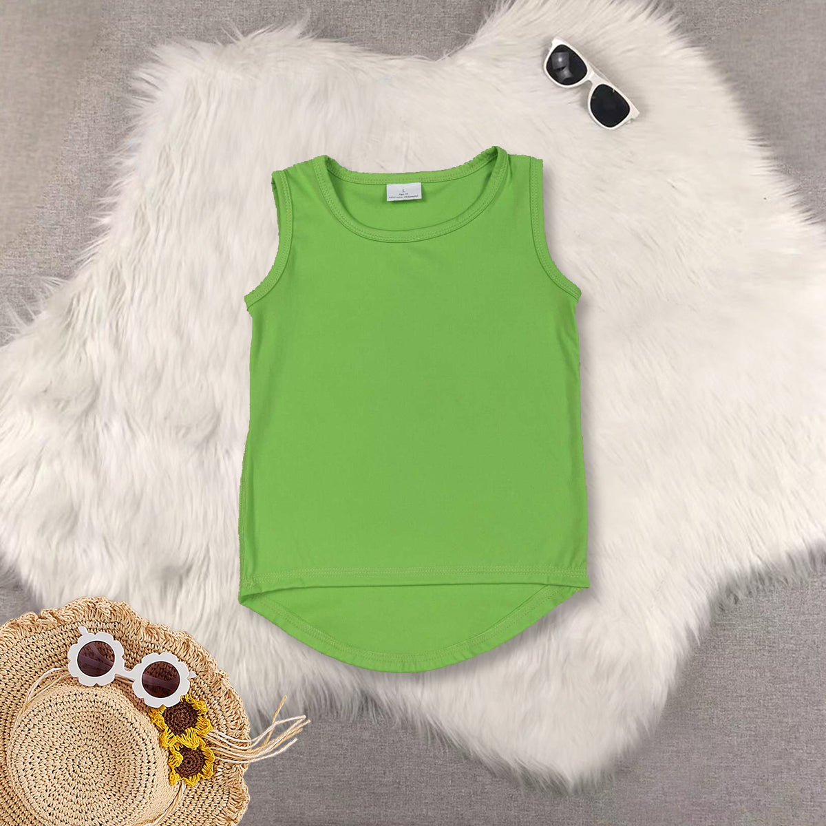 RTS NO MOQ Sibling Baby girls Clothes yoga solid color sleeveless tops-2
