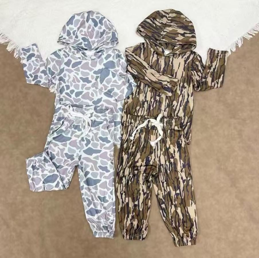 Sibling Baby Boys girl clothes camouflage duck hooded long Shirt pant sets ummer Clothes