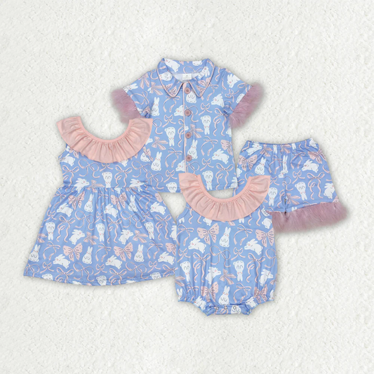 RTS NO MOQ baby Girls Clothes easter short sleeve shorts Sets and romper and dress
