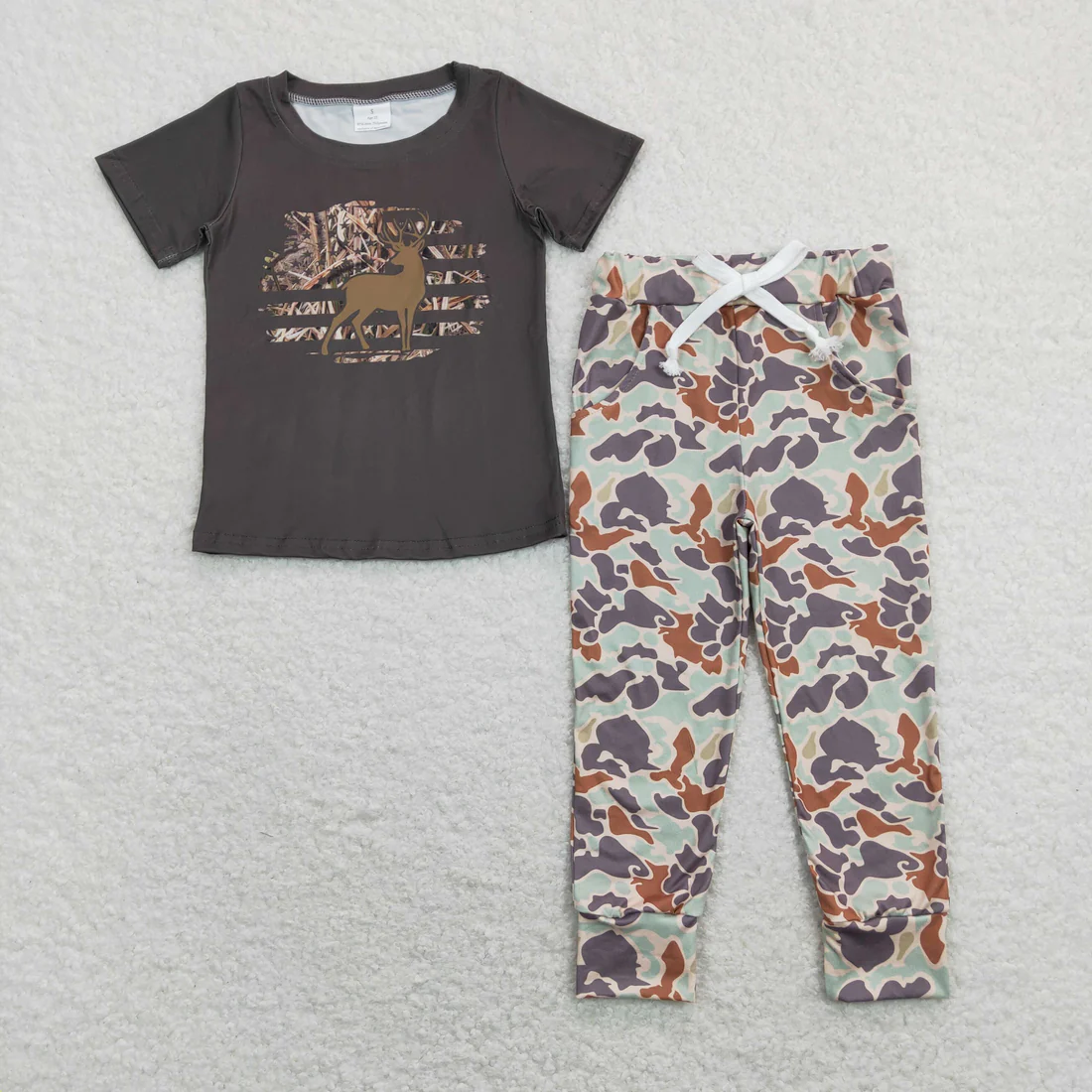 RTS NO MOQ Sibling Baby boy clothes duck camouflage short Sleeve pants Suits