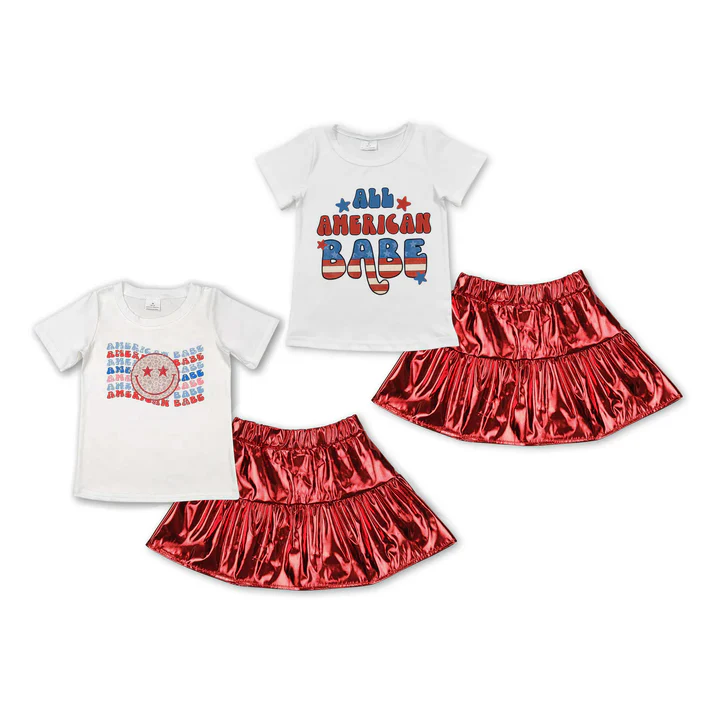 RTS NO MOQ Girls Boys babe short sleeve Clothes skirts Sets
