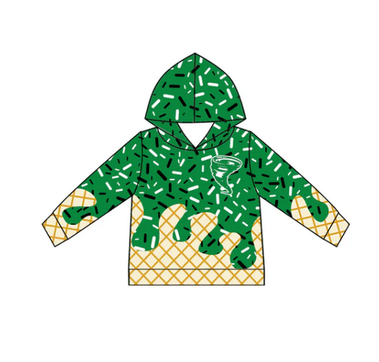 （PRE ORDER ）Deadline  September 7  custom no moq Green Ice Cream Long Sleeve Hooded Top