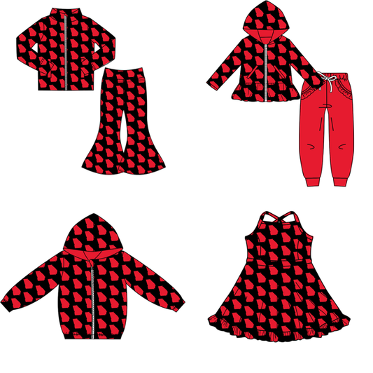 Custom moq 5 mix size milk silk summer teams baby girls clothes dark red hooded long sleeve pants sets and yoga sets and dress and hooded top-25.9.1