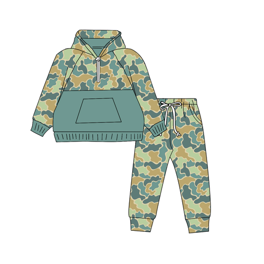 Custom moq 5 each style eta 6-7weeks baby boy clothes camouflage long sleeve pants sets and top and pants-25.8.5