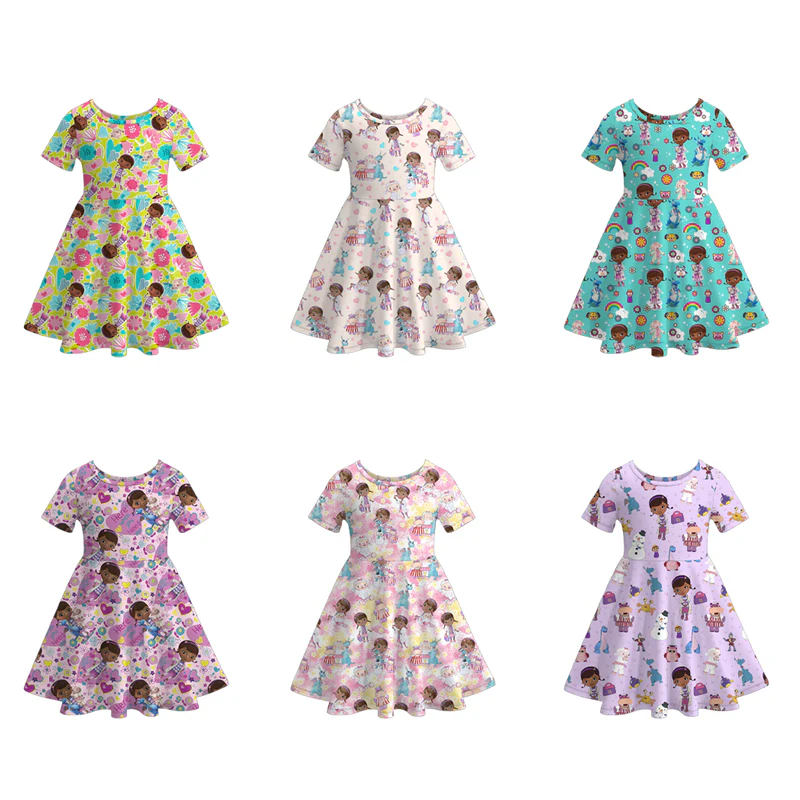 Custom moq 5 each style eta 6-7weeks milk silk baby girls summer short sleeves dresses 6-25.7.16