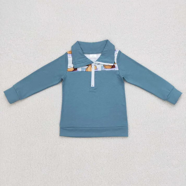 RTS NO MOQ Sibling Baby boy clothes duck baseball  pullover long sleeve tops