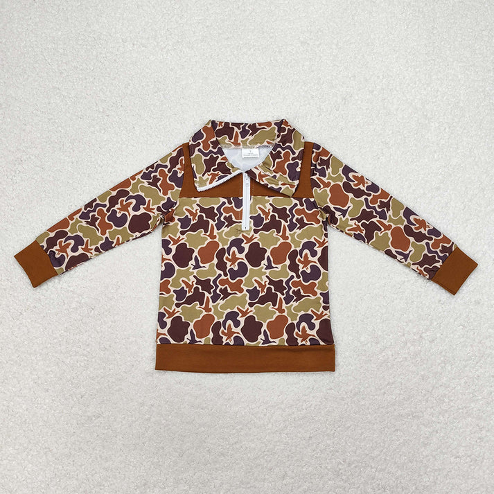 RTS NO MOQ Baby Boys Camouflage Hunting Season Zip Pullovers Tops