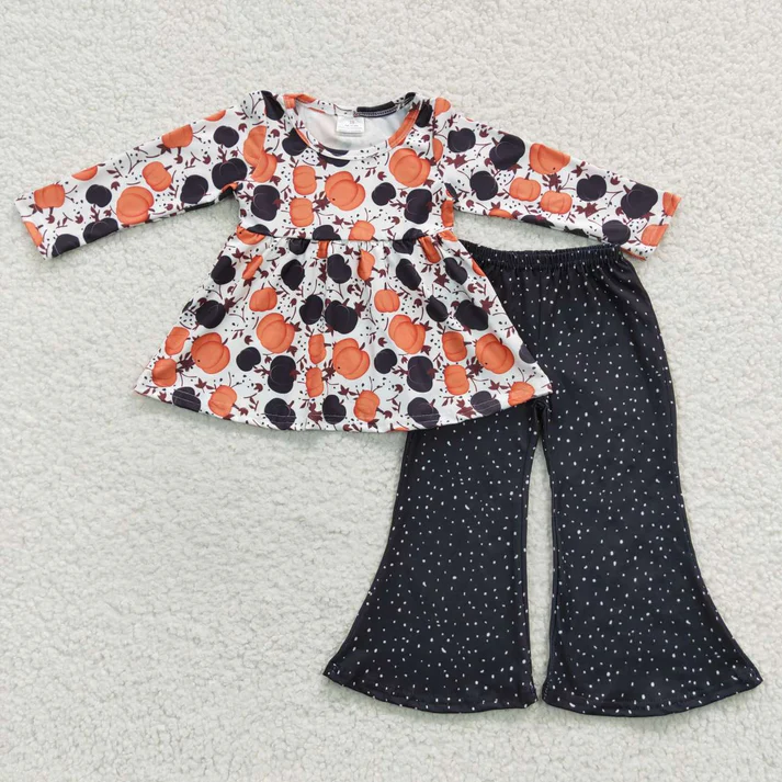 RTS NO MOQ Sibling baby girl clothes Halloween short sleeve and long sleeve pants Sets